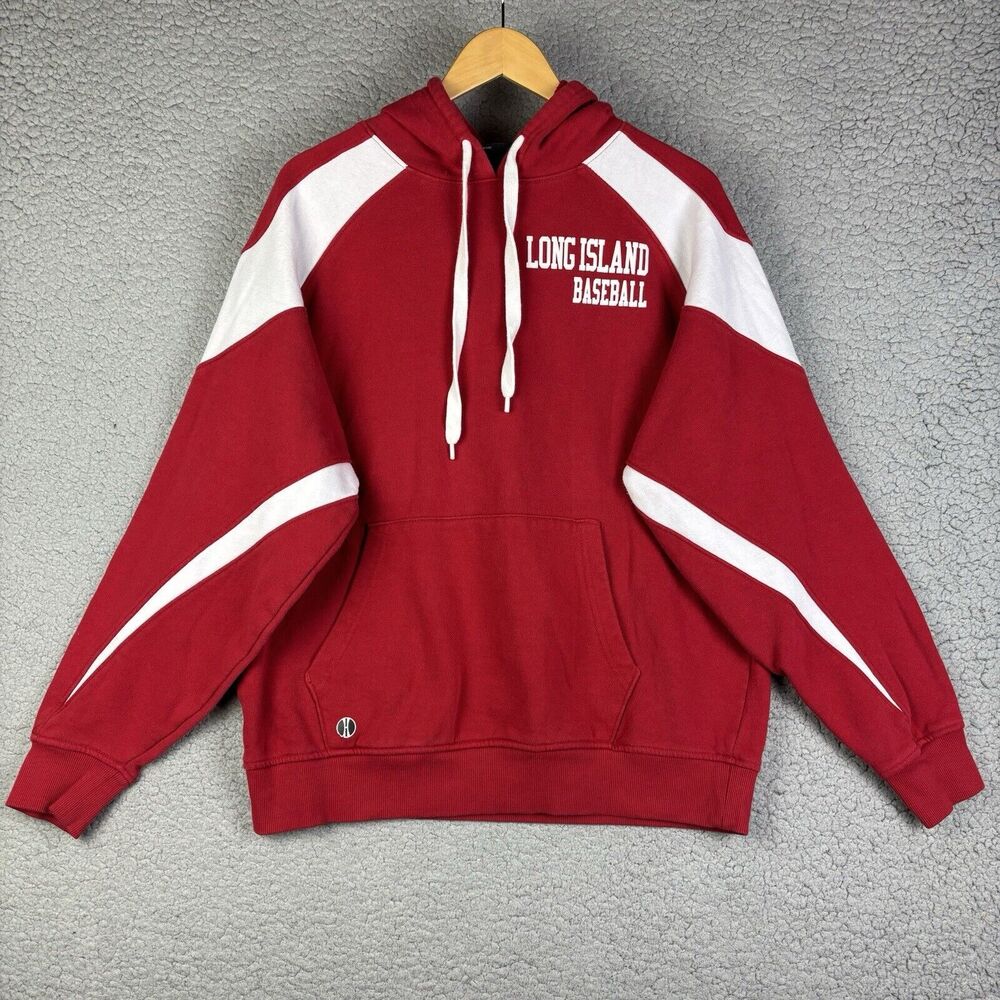 Long Island Baseball Hoodie Red Size Large Mens New York LIB